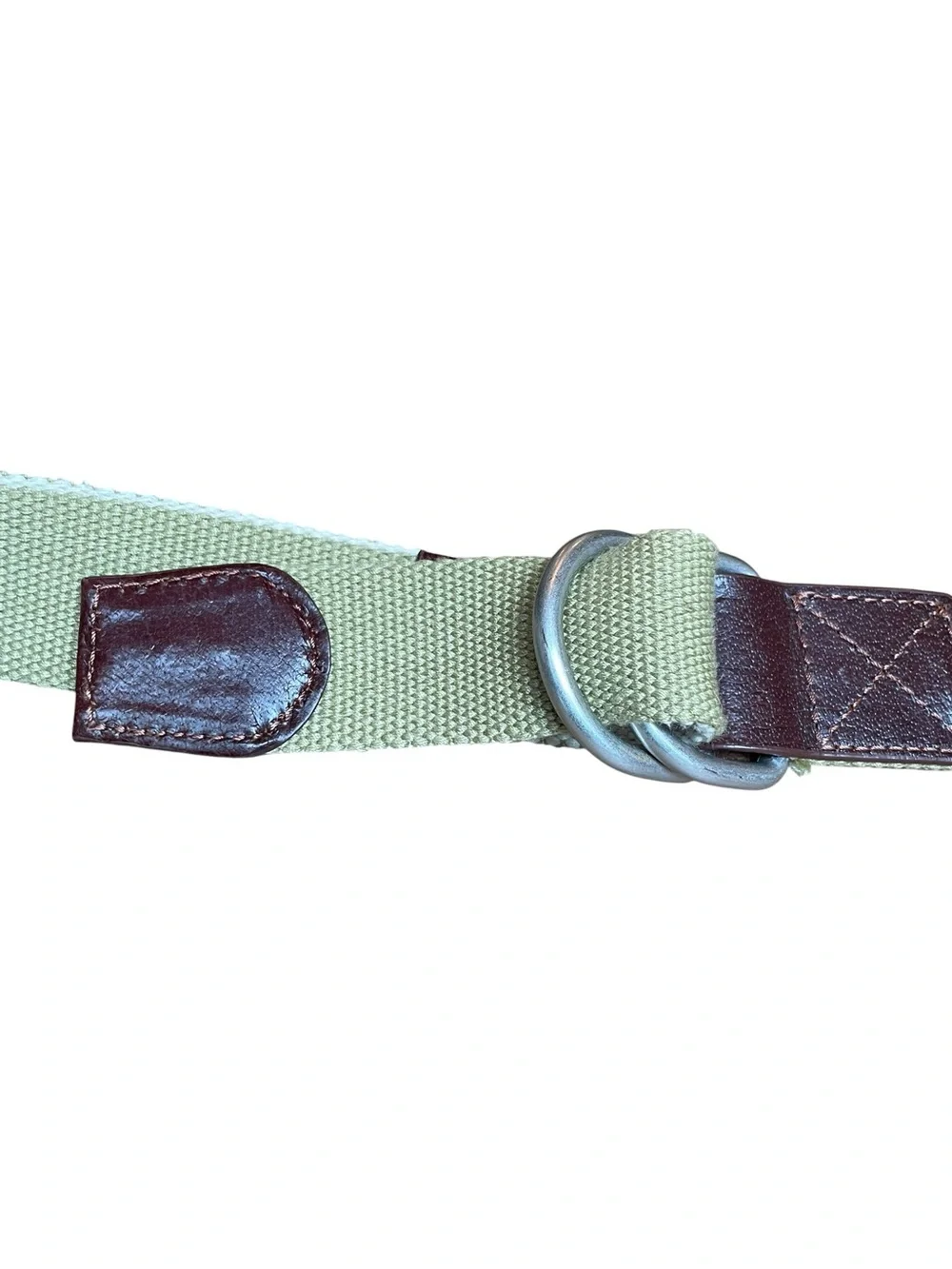 Leather Canvas D-Ring Belt Striped L XL (47